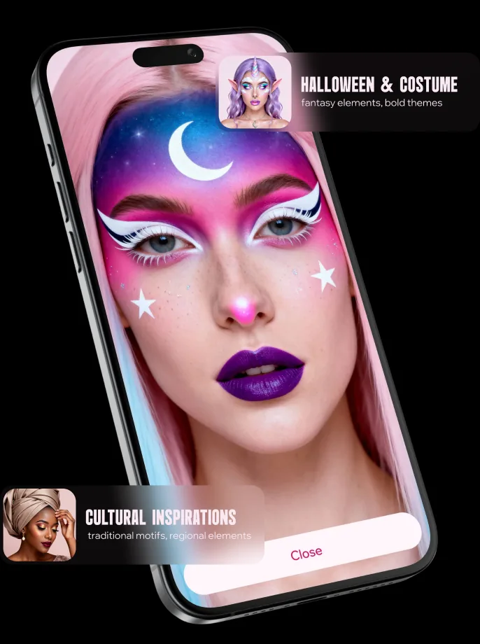 Model with a finished editorial makeup look